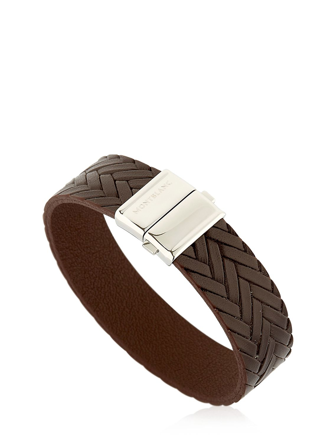 Montblanc Steel & Leather Bracelet in Brown for Men Lyst