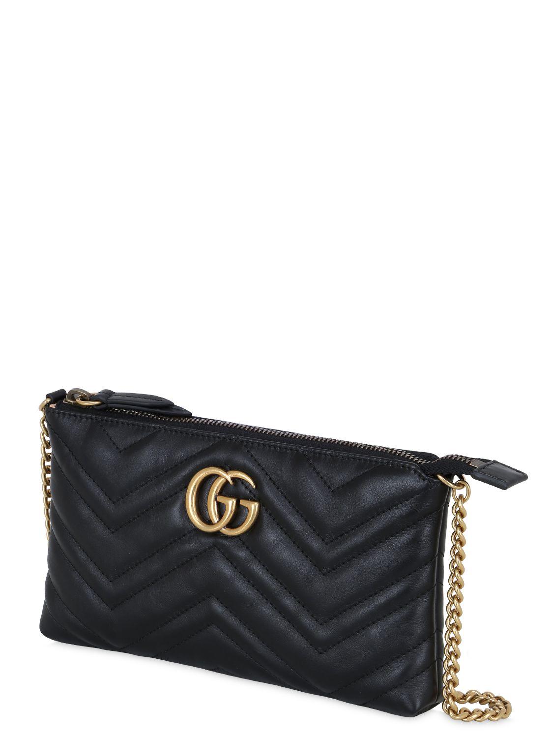 Lyst Gucci  Gg Marmont 2 0 Leather Clutch  in Black