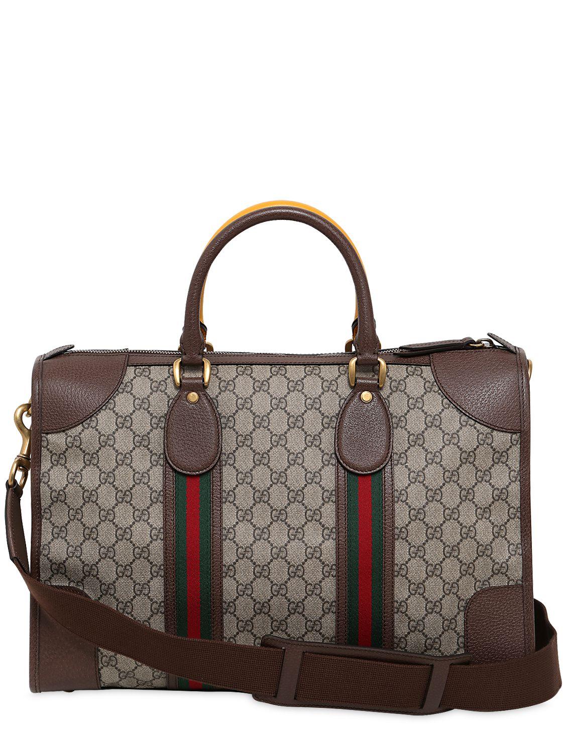 Lyst - Gucci Gg Supreme & Leather Small Duffle Bag in Brown