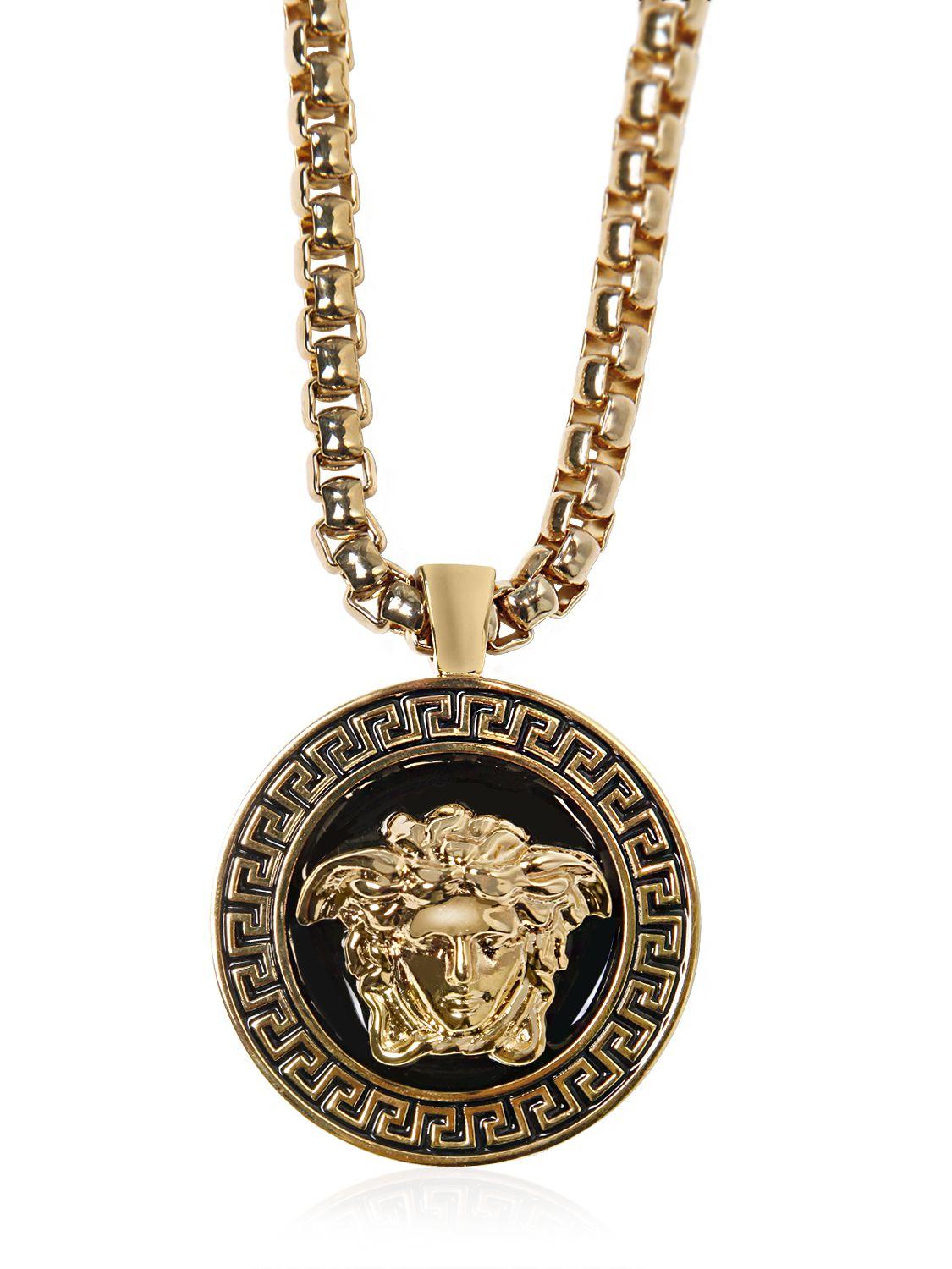 Lyst - Versace Enameled Medusa Chunky Chain Necklace in Metallic