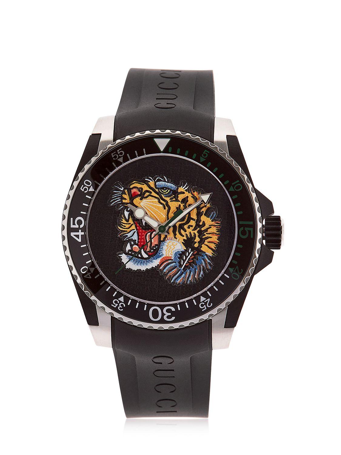 Gucci Tiger Dive Watch in Black for Men | Lyst