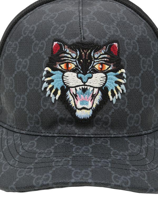 Lyst - Gucci Coated Original Gg Cat Patch Trucker Hat in Black for Men