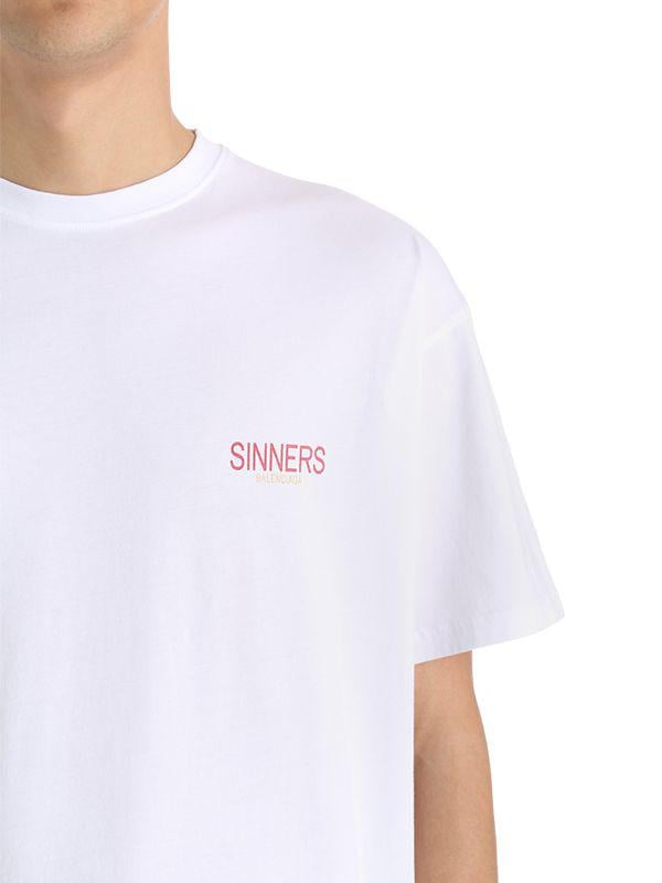 Lyst - Balenciaga Sinners Printed Cotton Jersey T-shirt in ...