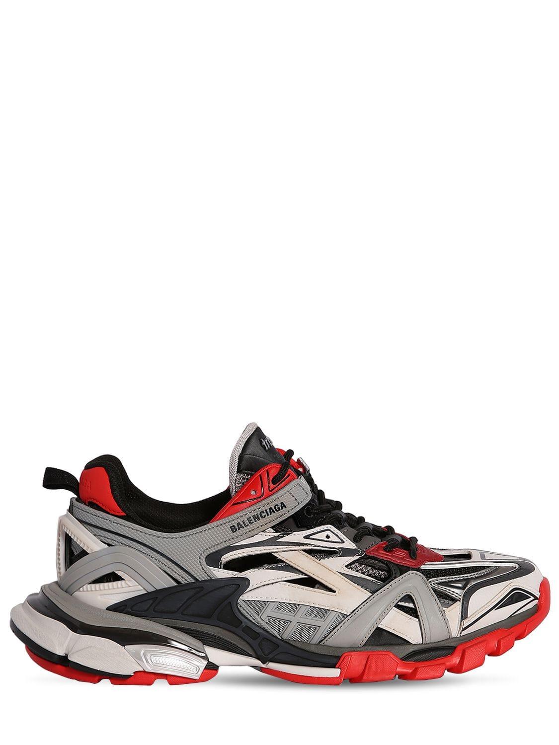 Balenciaga Track.2 Open Mesh Running Sneakers in Grey/Red (Gray) for ...