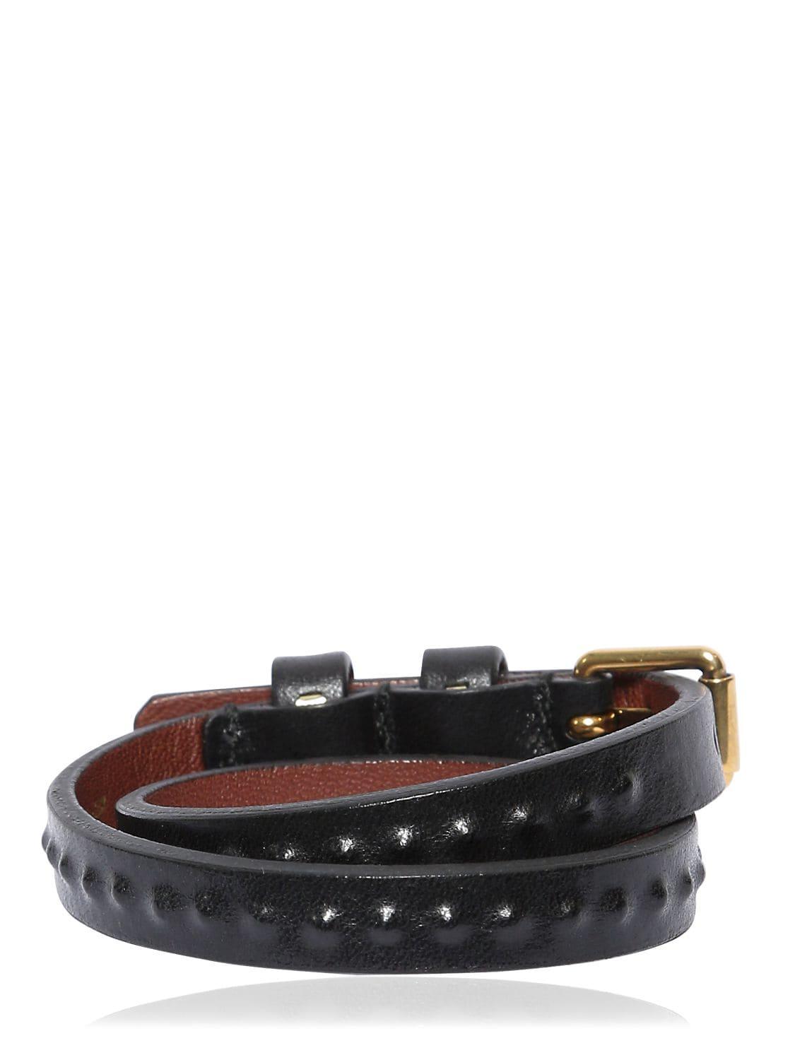 Alexander McQueen Studded Leather Bracelet W/ Charm in Black for Men - Lyst