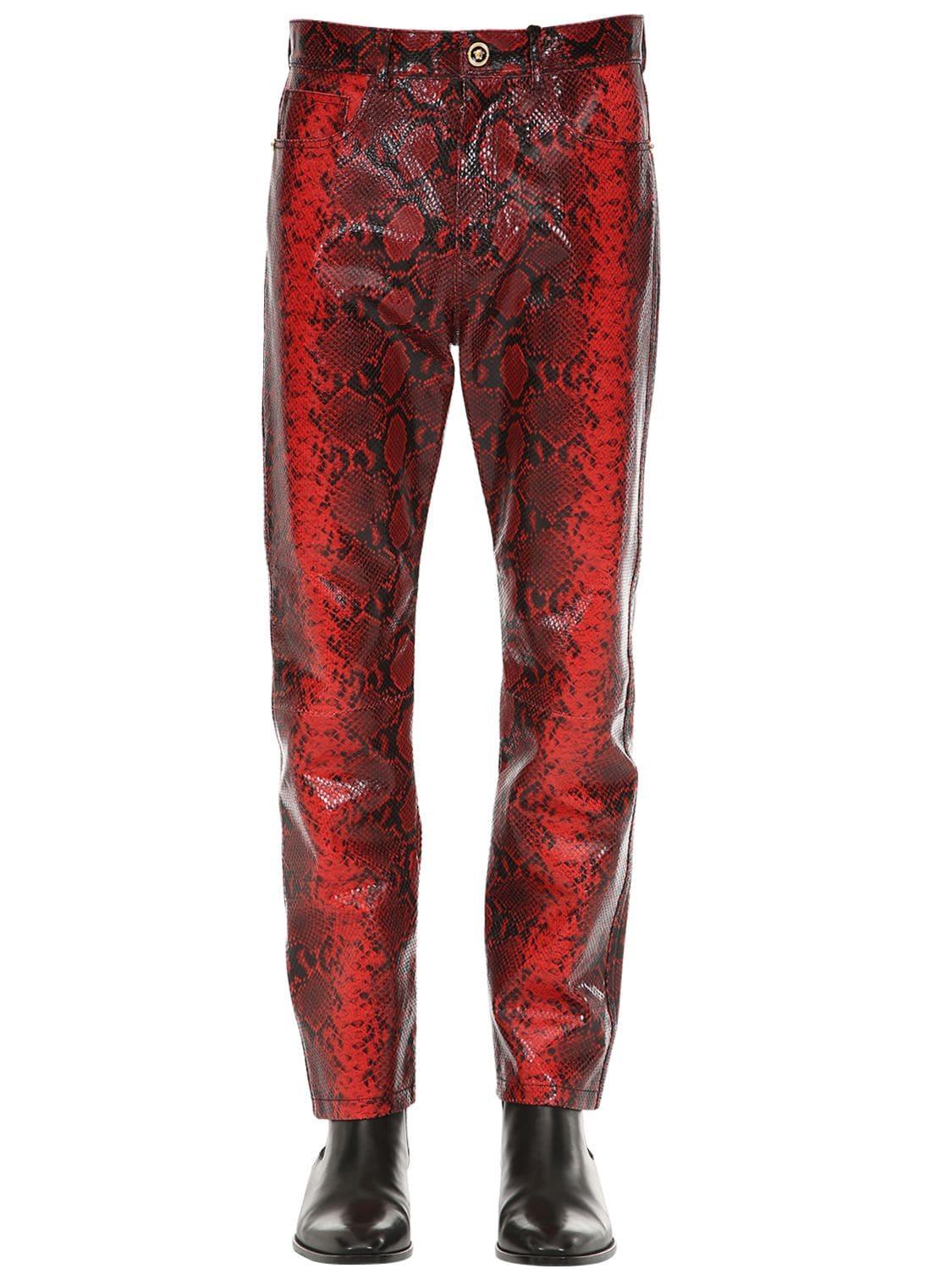 Versace Python Printed Pants in Red for Men - Lyst