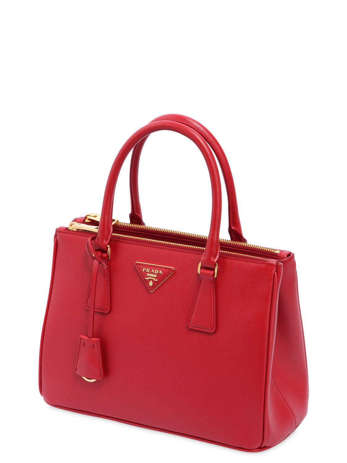 Prada Medium Galleria Saffiano Leather Bag in Red - Lyst