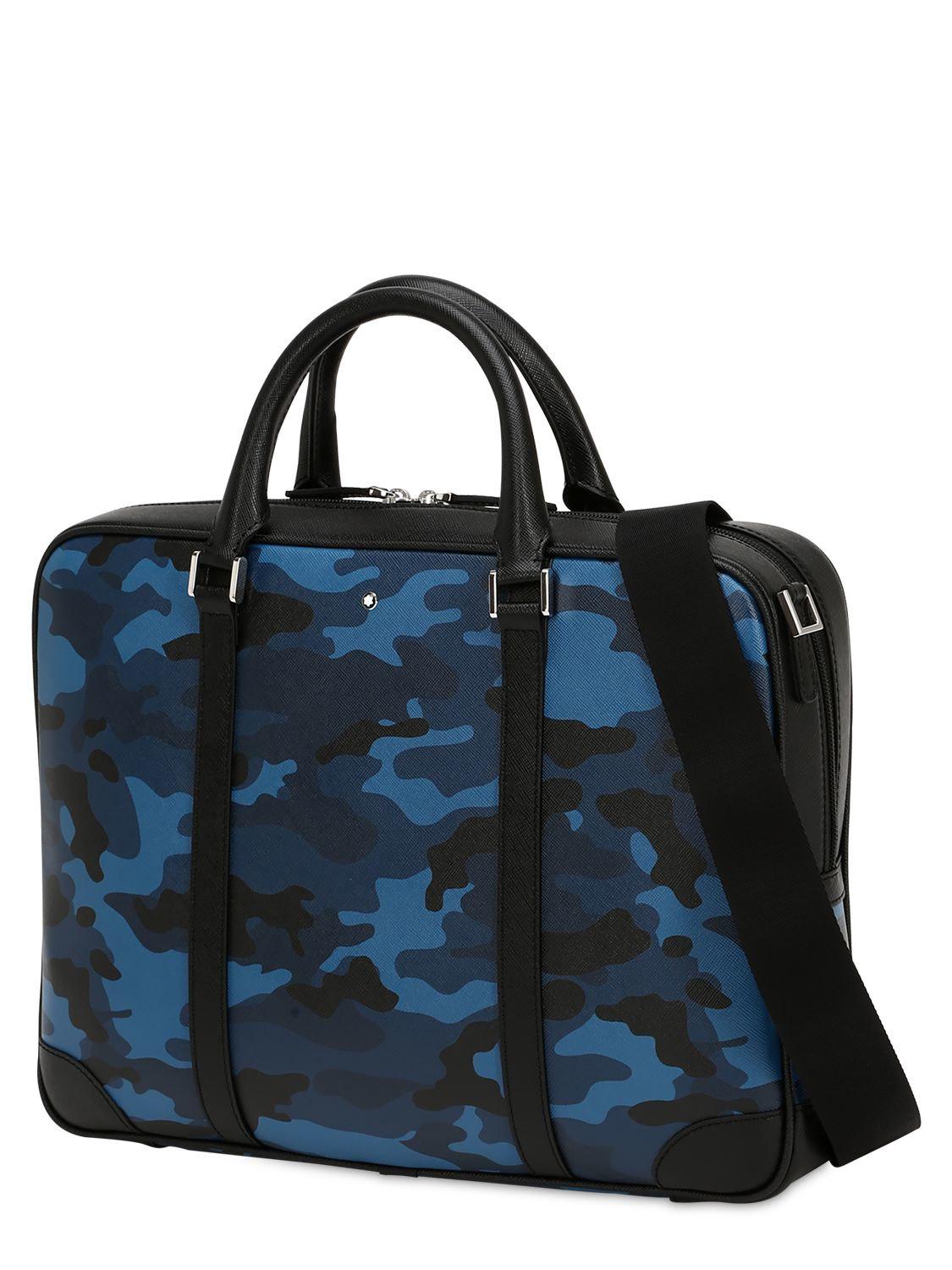 Montblanc Small Camouflage Leather Briefcase Case in Blue for Men Lyst