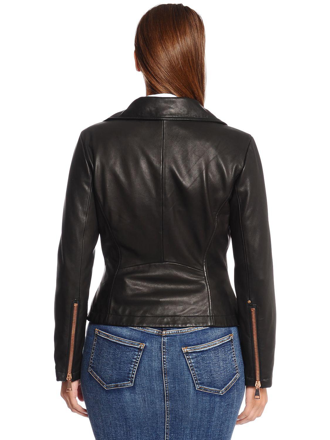 Lyst - Marina Rinaldi Leather Biker Jacket in Black