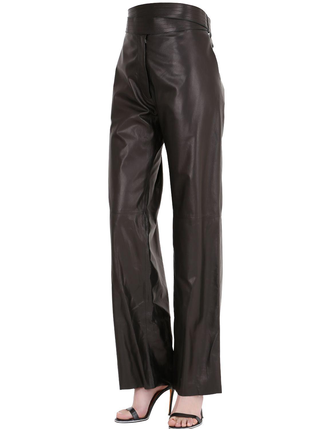 Lyst - Loewe Nappa Leather Pants in Black