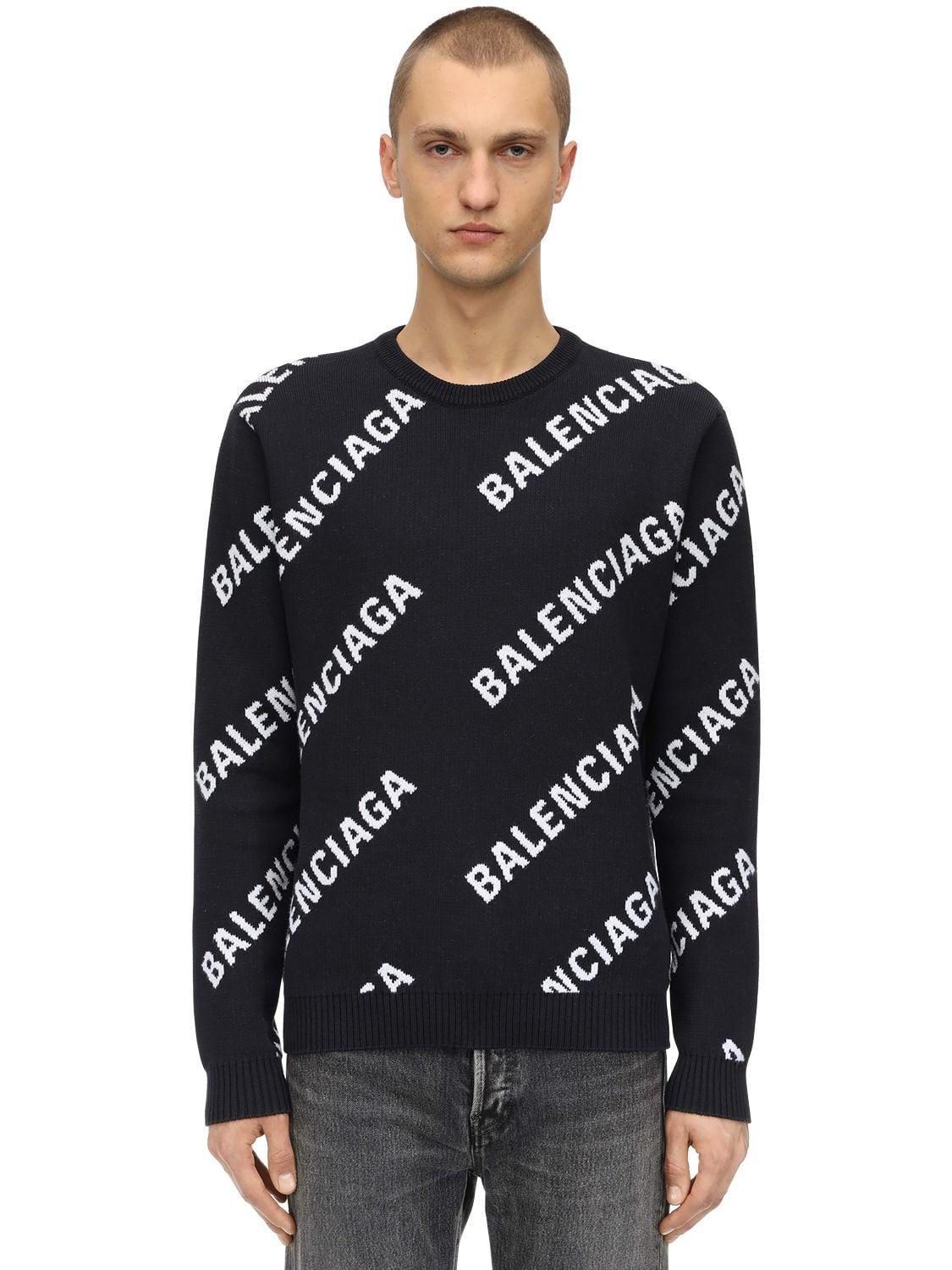 Balenciaga All Over Logo Sweater in Blue for Men - Save 2% - Lyst