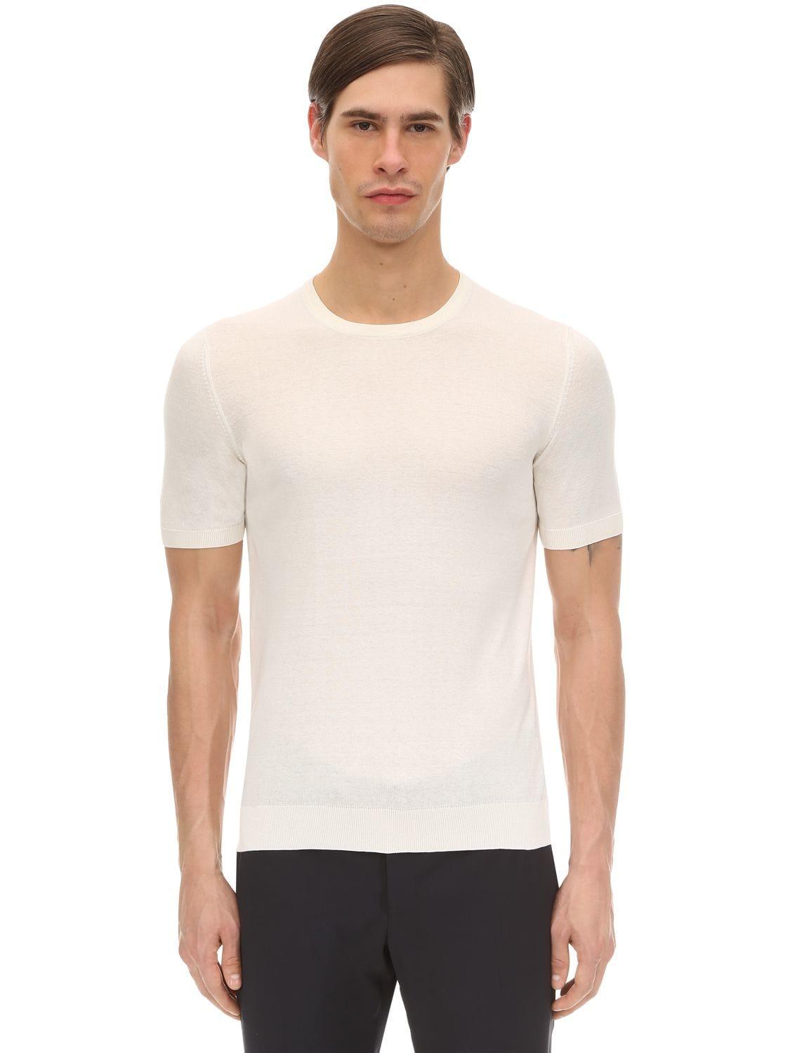 Tagliatore Crewneck Silk T-shirt in White for Men - Lyst