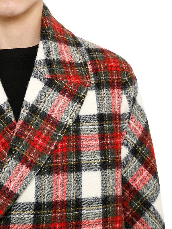 Stella McCartney Wool Tartan Double Breasted Coat in Red/Checked (Red ...