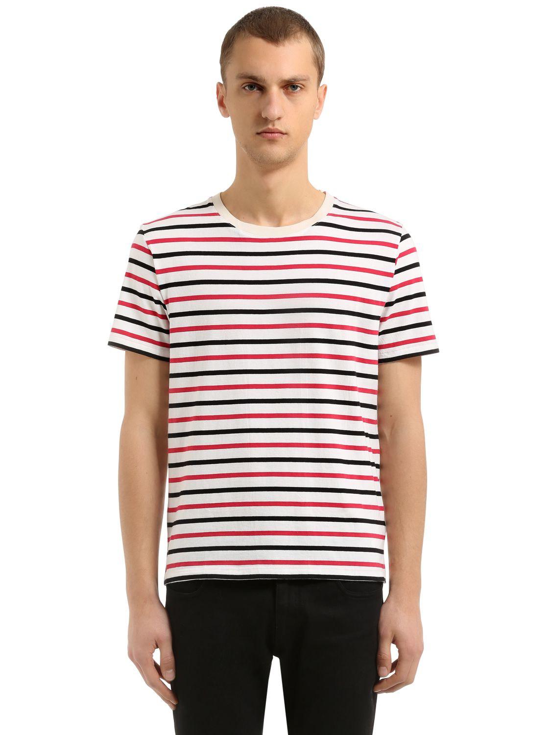 Lyst - Maison Margiela 3 Pack Of Striped Cotton Jersey T-shirts in ...