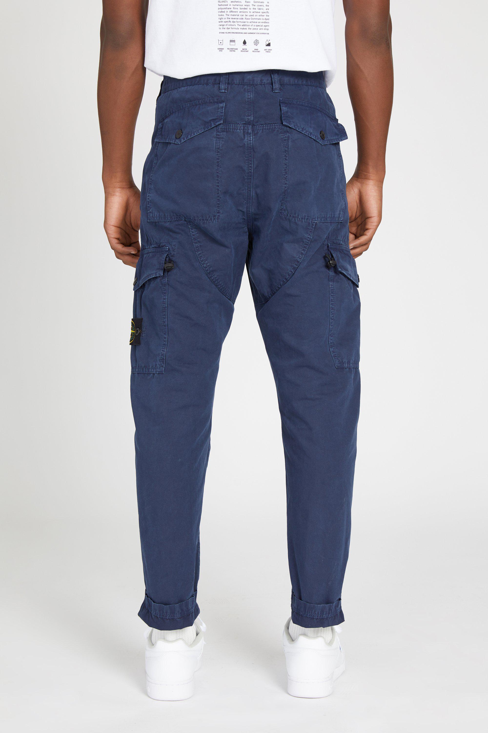 Stone Island 314wa Brushed Canvas Military Cargo Pants in Navy (Blue) for Men - Lyst