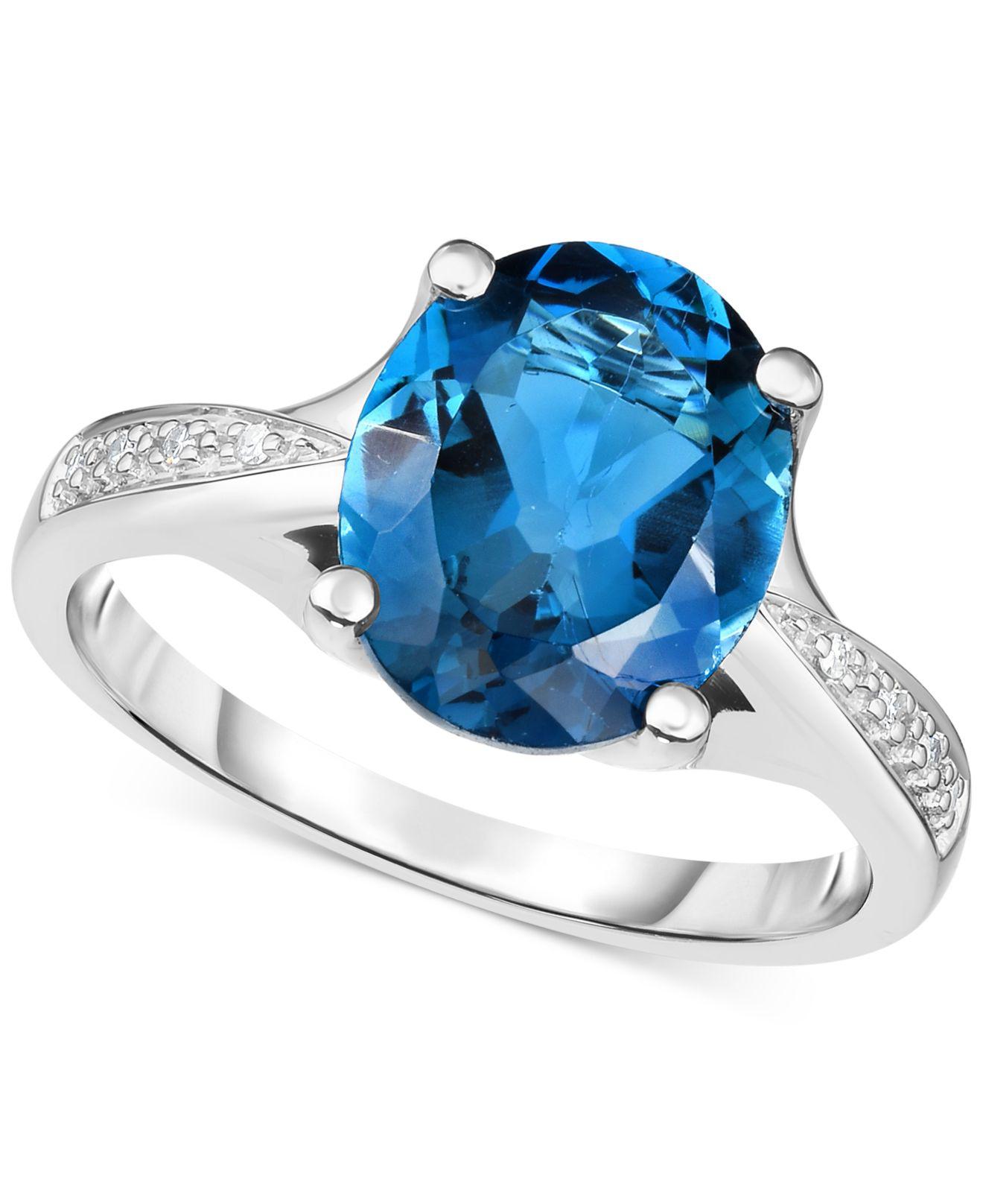 Macy's London Blue Topaz (3-5/8 Ct. T.w.) & Diamond Accent Ring In 14k ...