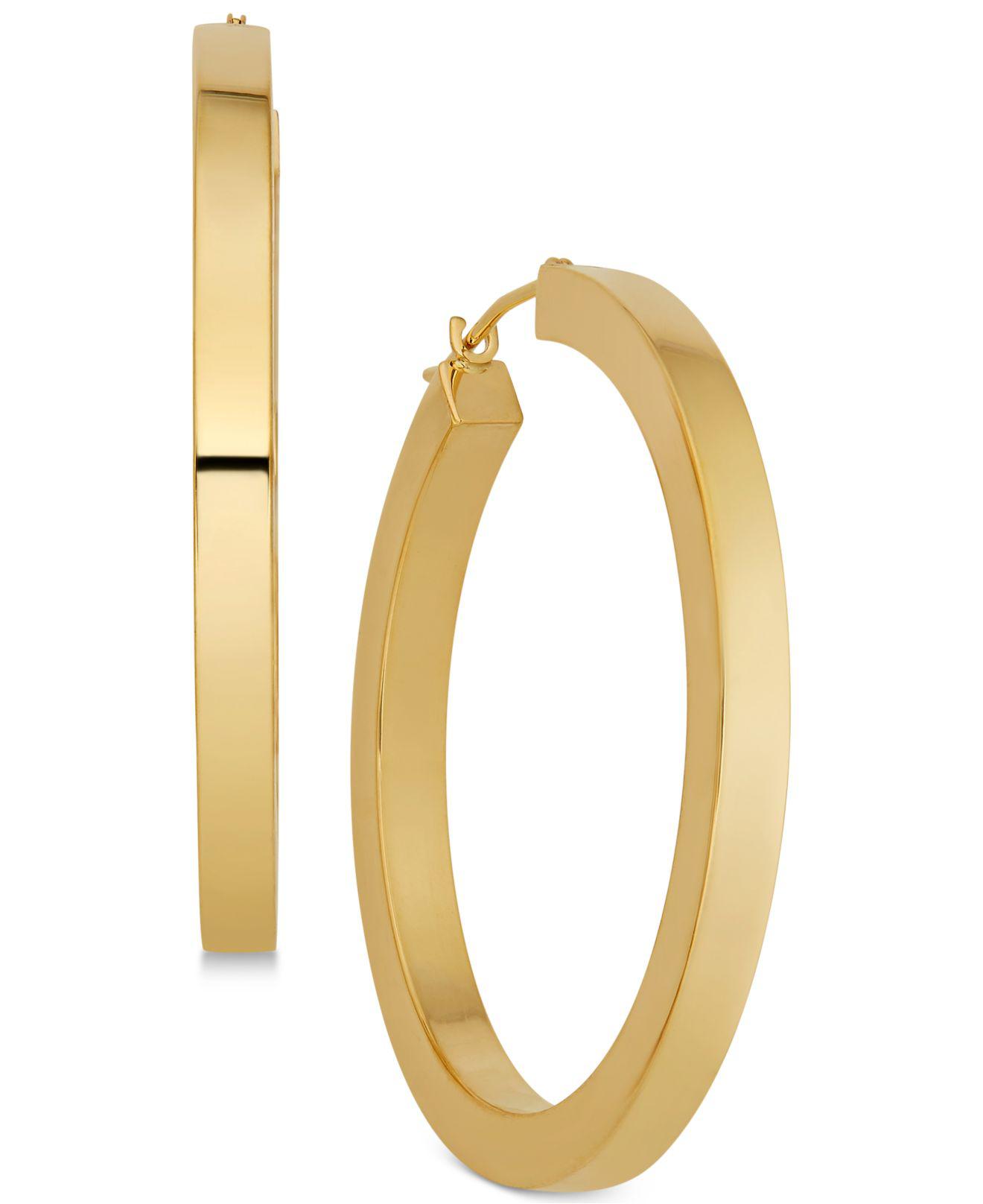 Lyst Macy S Polished Flat Edge Hoop Earrings In 14k Gold Macy S Women Metallic Polished Flat Edge Hoop Earrings In 14k Gold