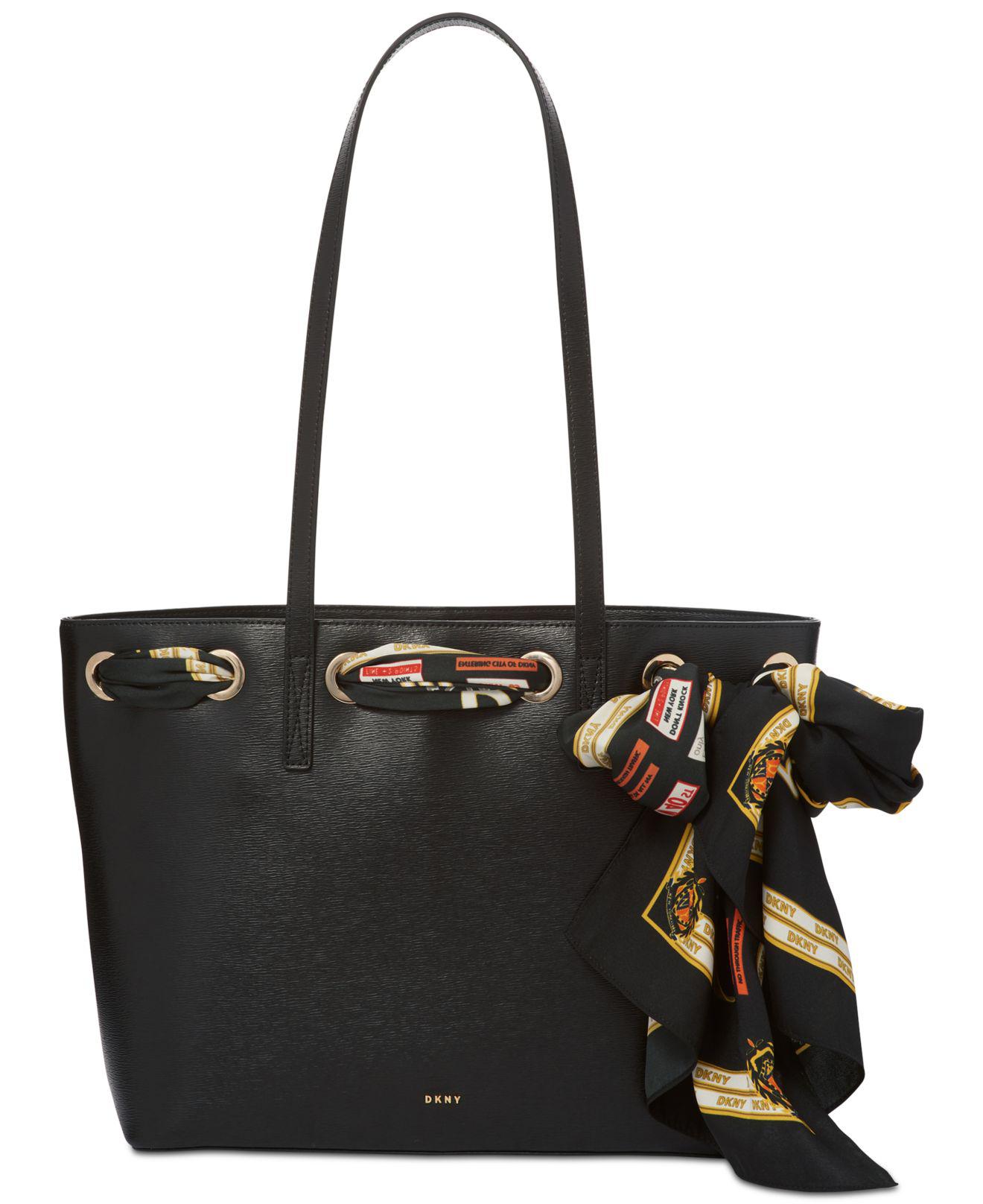 Lyst Dkny Large Tote With Scarf In Black Gallery