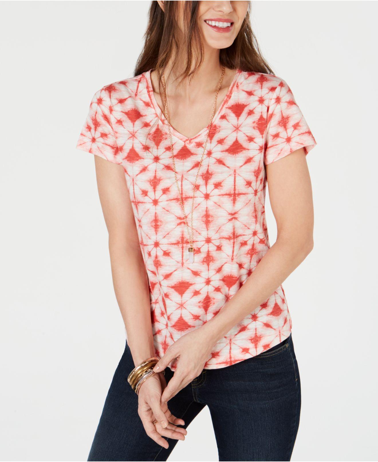 Style & Co. Petite Cotton Printed Tshirt, Created For Macy's in Pink