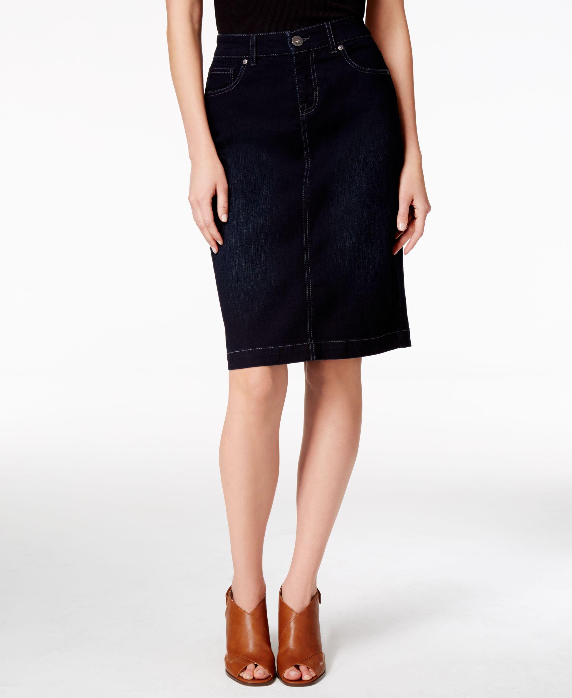 Style & co. Denim Skirt, Only At Macy's in Black | Lyst