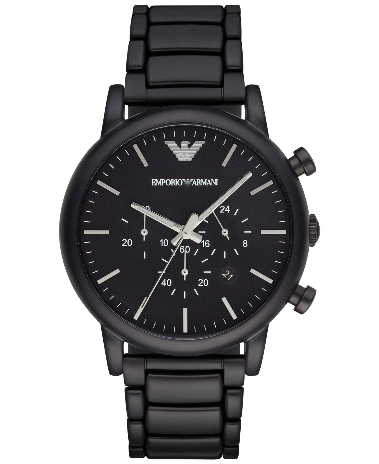 Lyst - Emporio Armani Men's Chronograph Luigi Black Stainless Steel ...