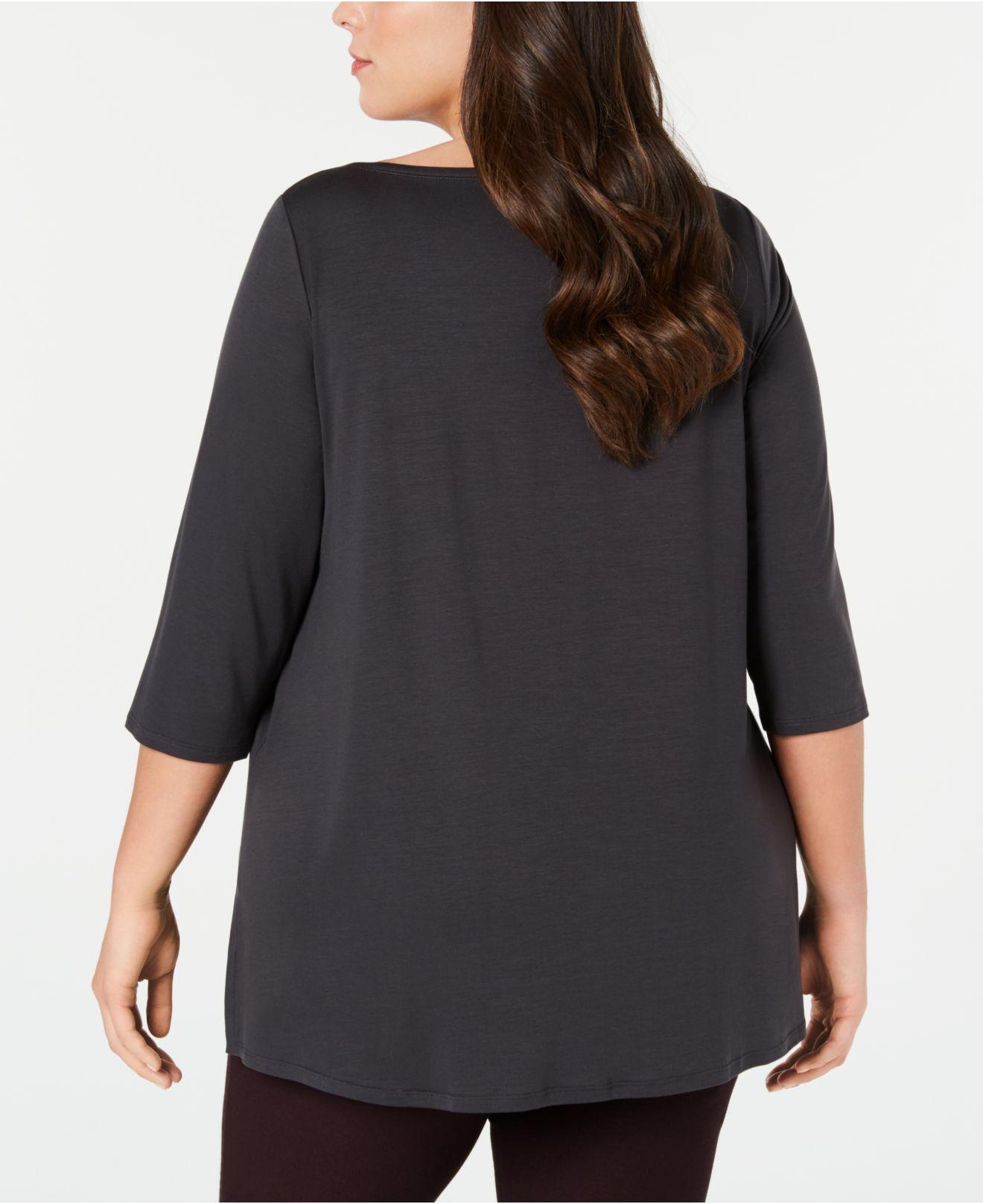 Eileen Fisher Plus Size Bateauneck Tm Tunic Lyst