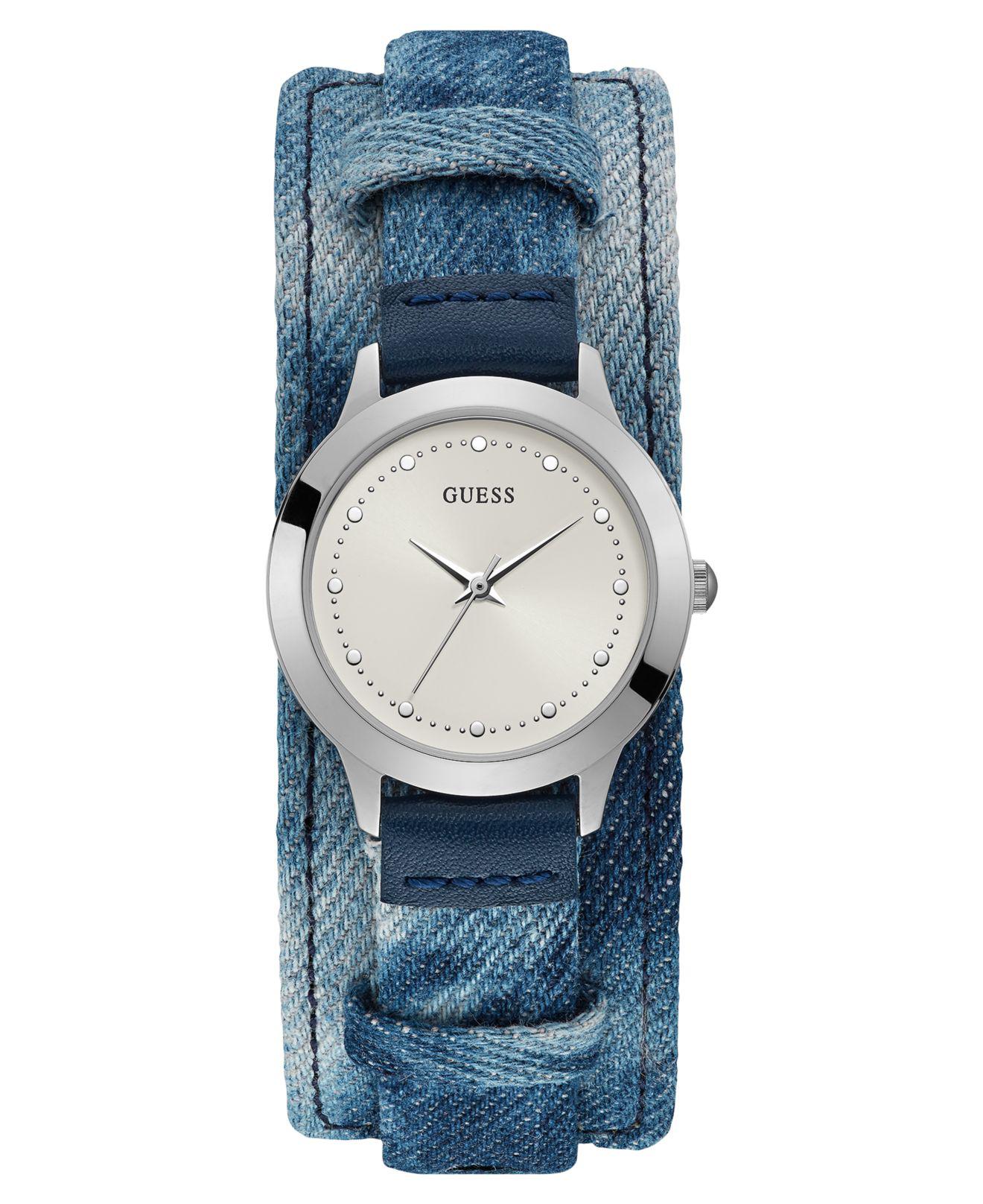 Lyst Guess Ladies Denim Blue Analogue Leather Strap Watch W1151l3 in Blue