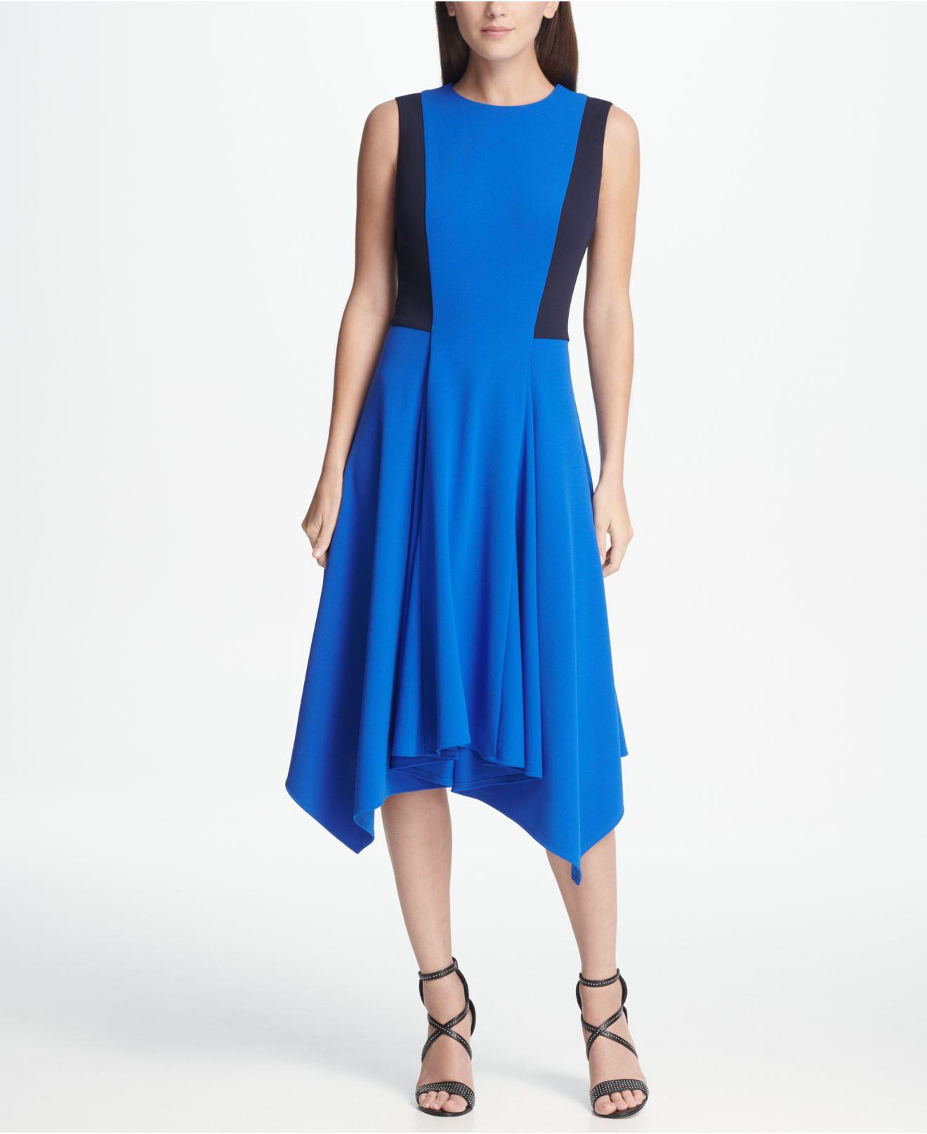 Colorblocked Handkerchief Hem Dress