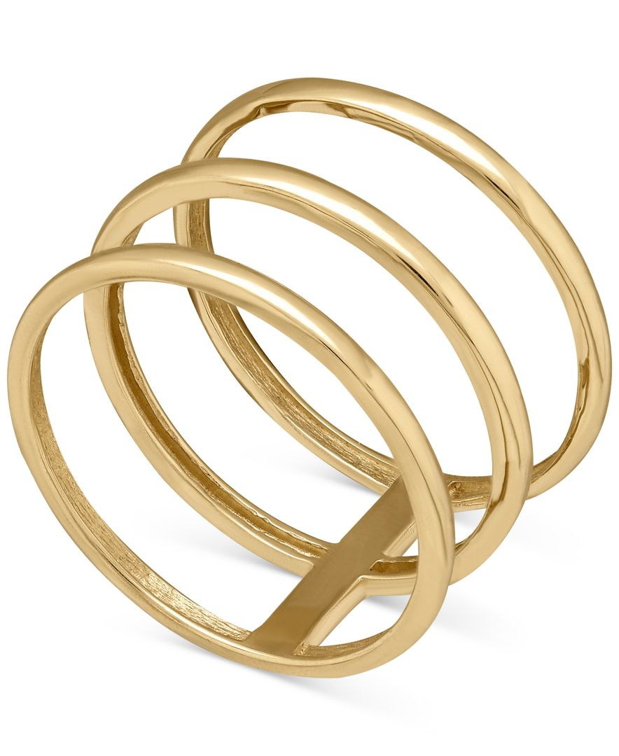 Macy's Triple Bar Ring In 14k Gold in Metallic Lyst