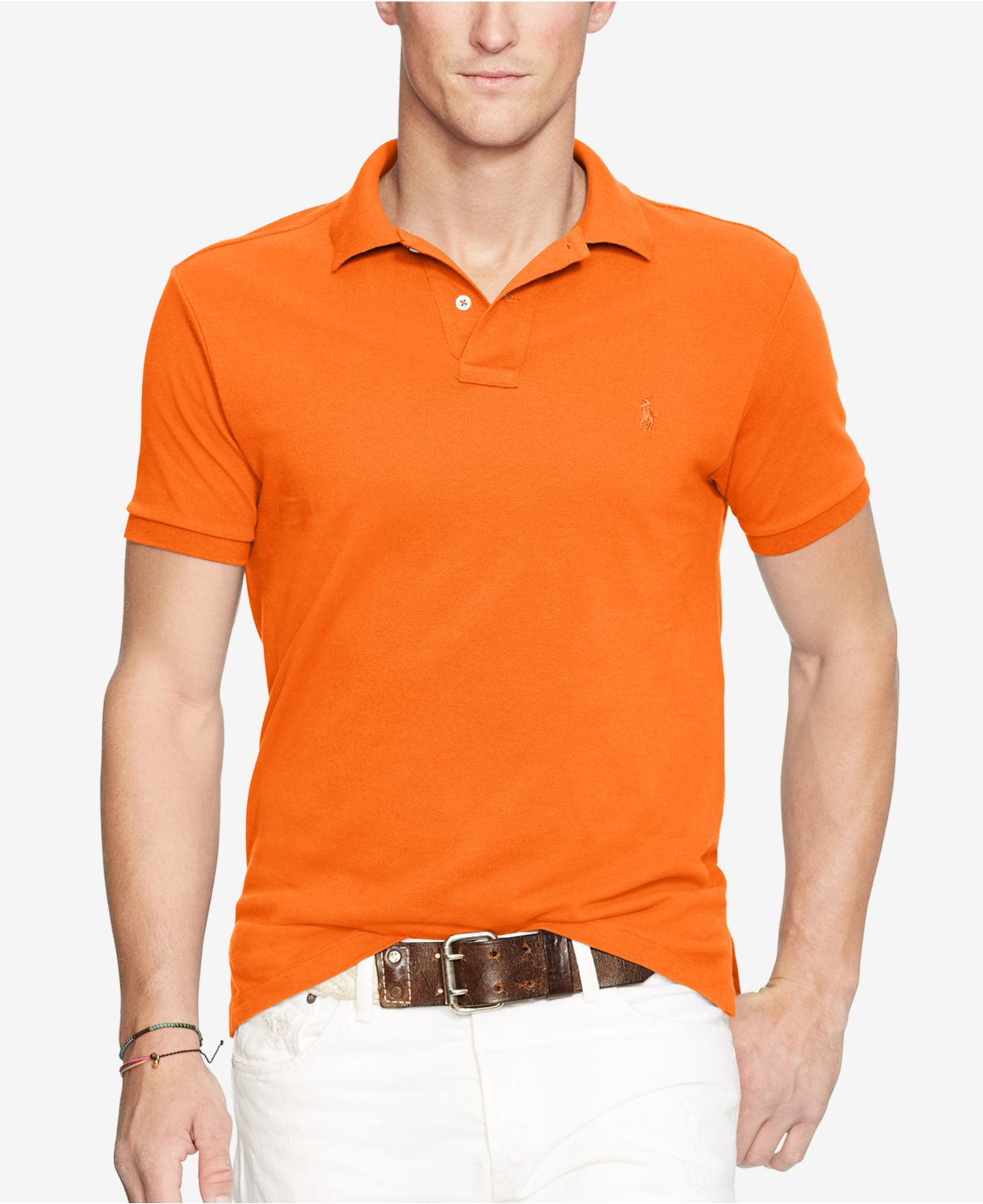 Polo ralph lauren Men's Slim-fit Mesh Polo Shirt in Orange for Men ...