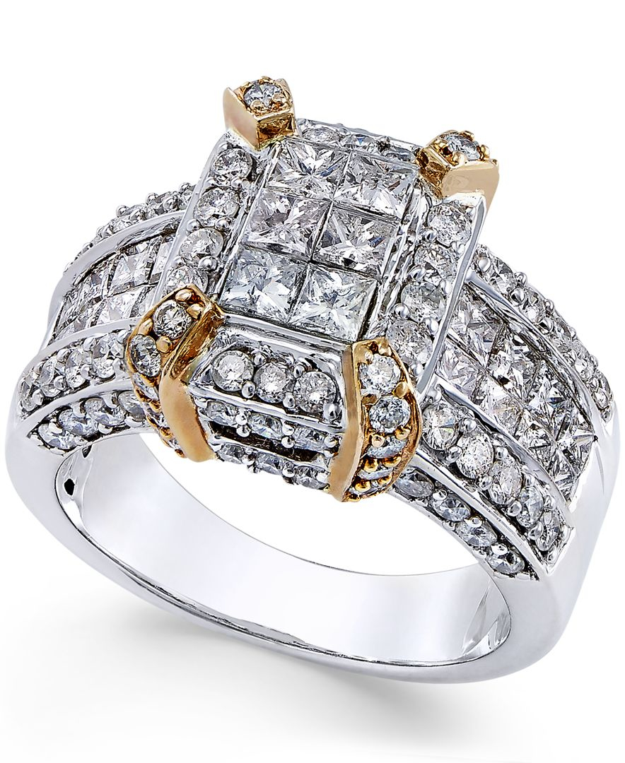 Macy's Diamond Ring (2 Ct. T.w.) In 14k White And Rose Gold in White Lyst