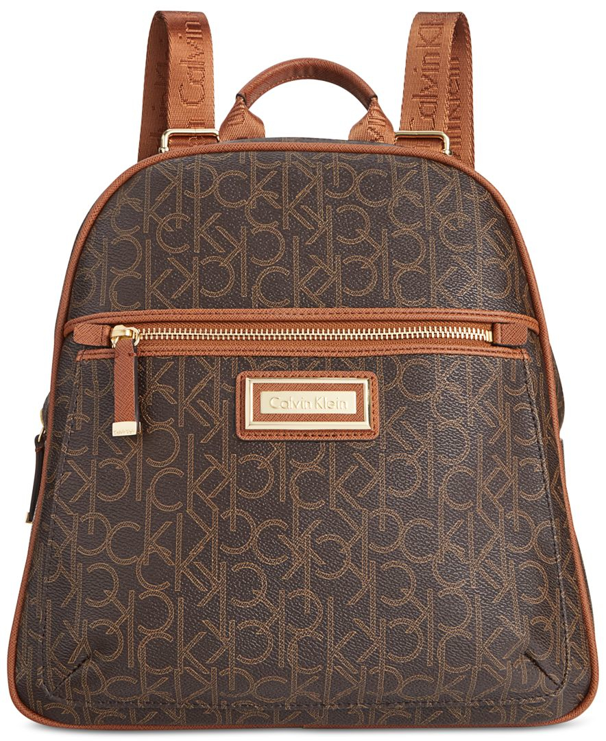 Calvin klein Signature Backpack in Brown | Lyst