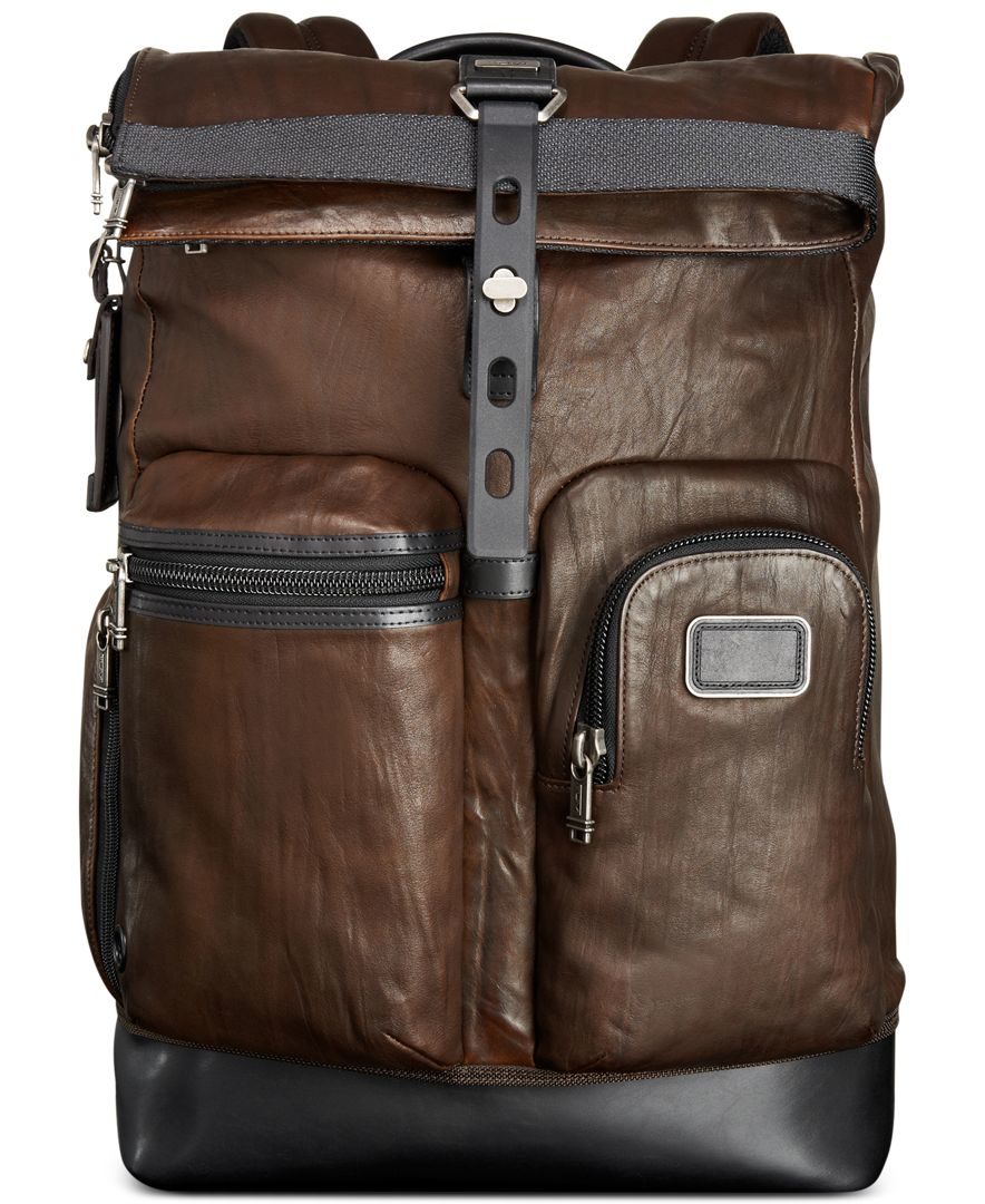 Tumi Alpha Bravo Luke Rolltop Leather Backpack in Brown for Men Lyst