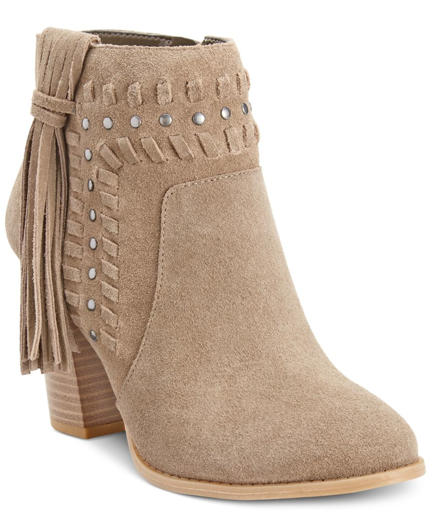 Lyst - Inc International Concepts Women&#39;s Jade Suede Fringe Booties, Only At Macy&#39;s in Natural