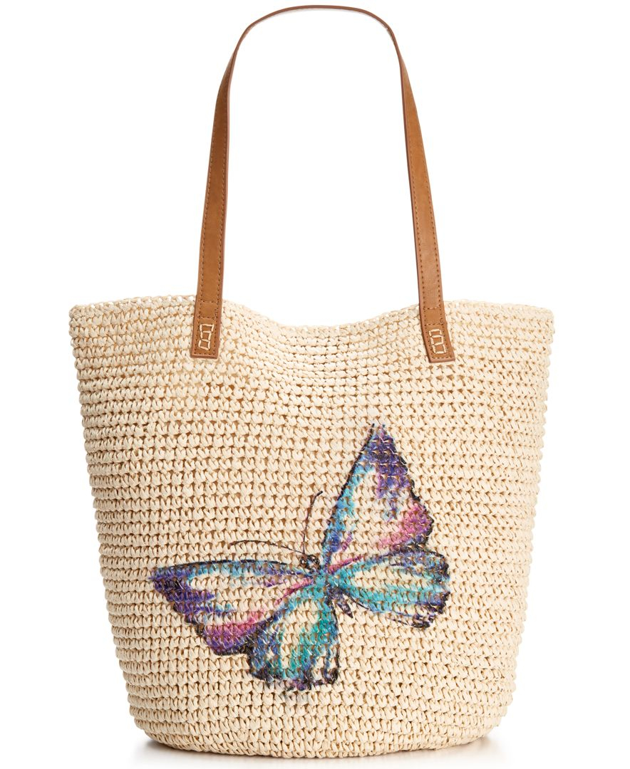 Lyst - Style & Co. Butterfly Straw Beach Bag, Only At Macy&#39;s in Natural