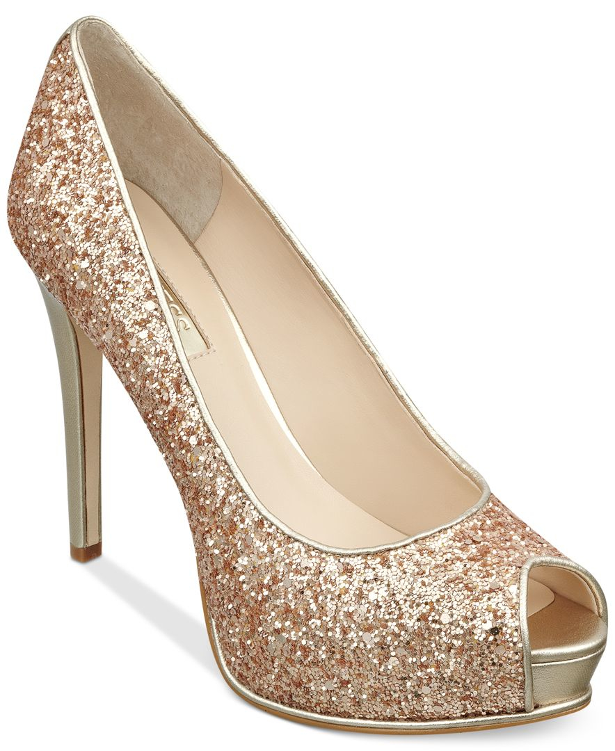 sparkly platform pumps