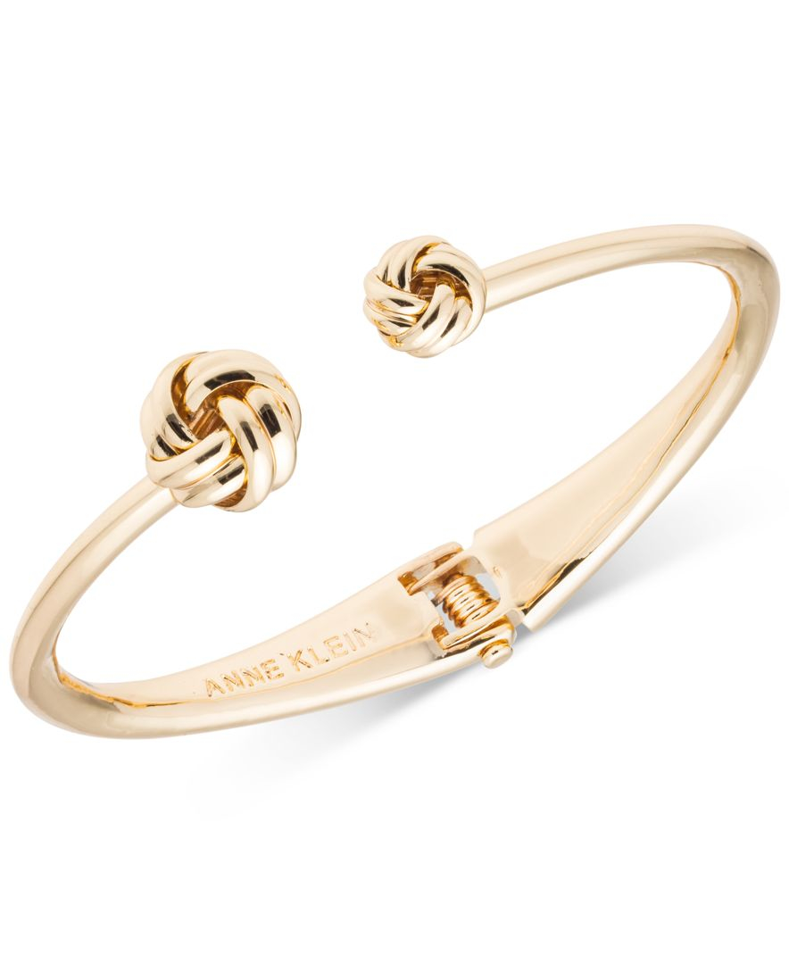 Lyst - Anne Klein Gold-tone Knot Hinged Bangle Bracelet in Metallic