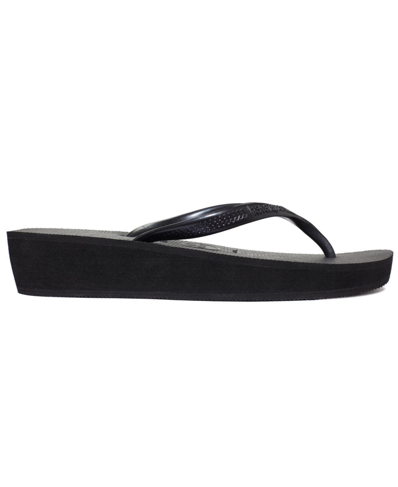 black wedge flip flops