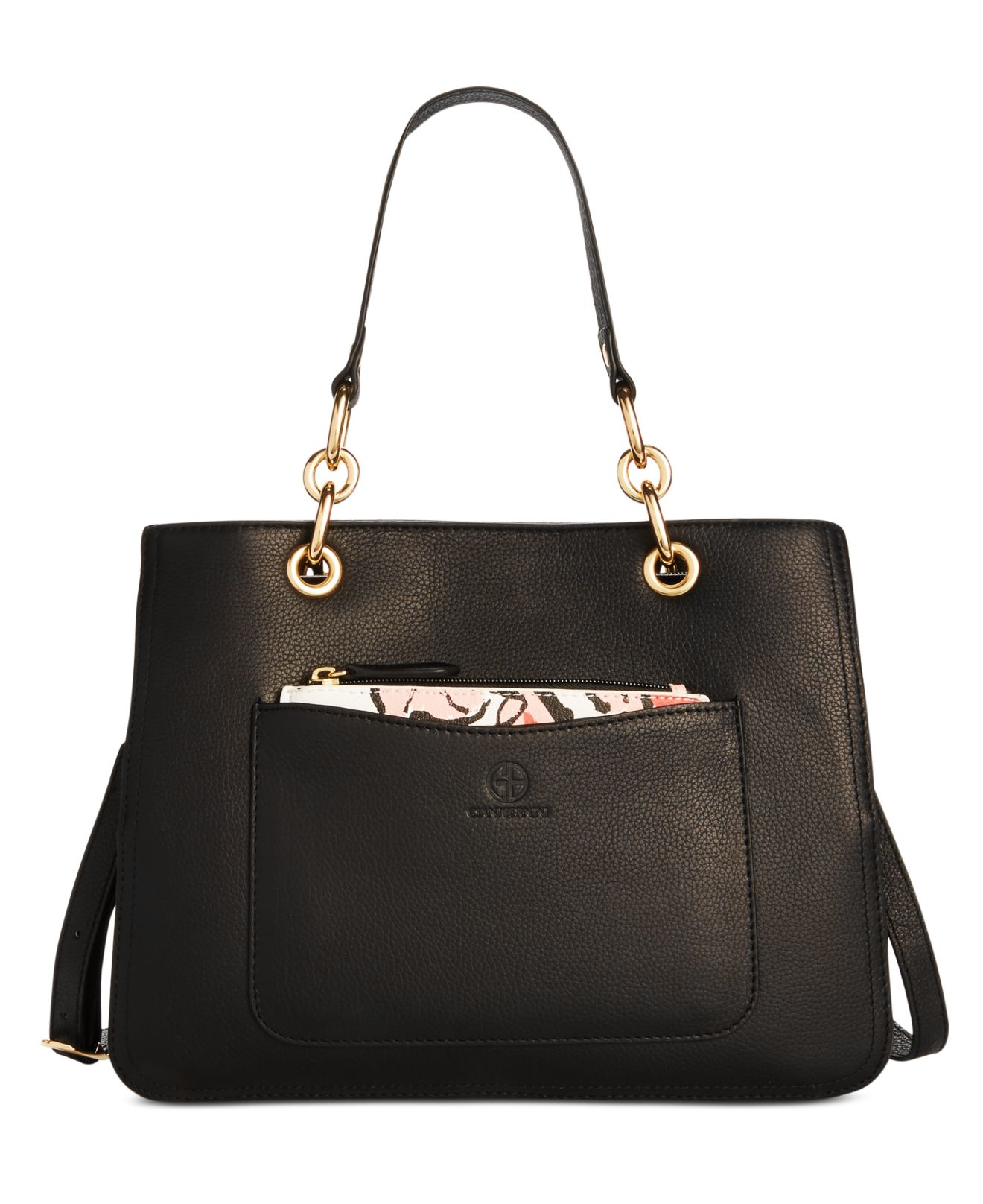 lyst giani bernini floral printed 2 in 1 medium leather satchel only at macy s in black lyst giani bernini floral printed 2 in 1 medium leather satchel only at macy s in black