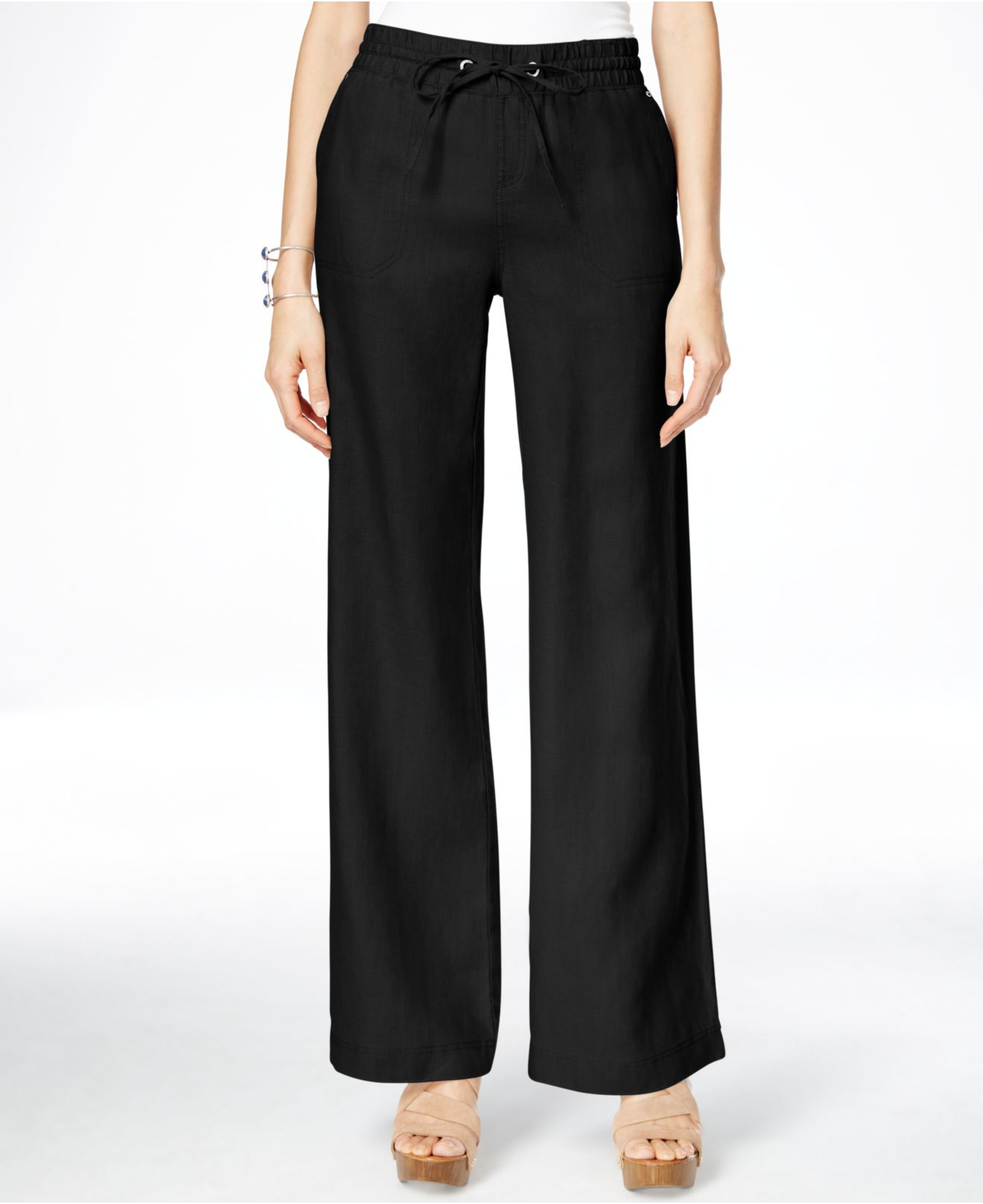 Inc international concepts Linen Curvy Wide-leg Pants, Only At Macy's ...