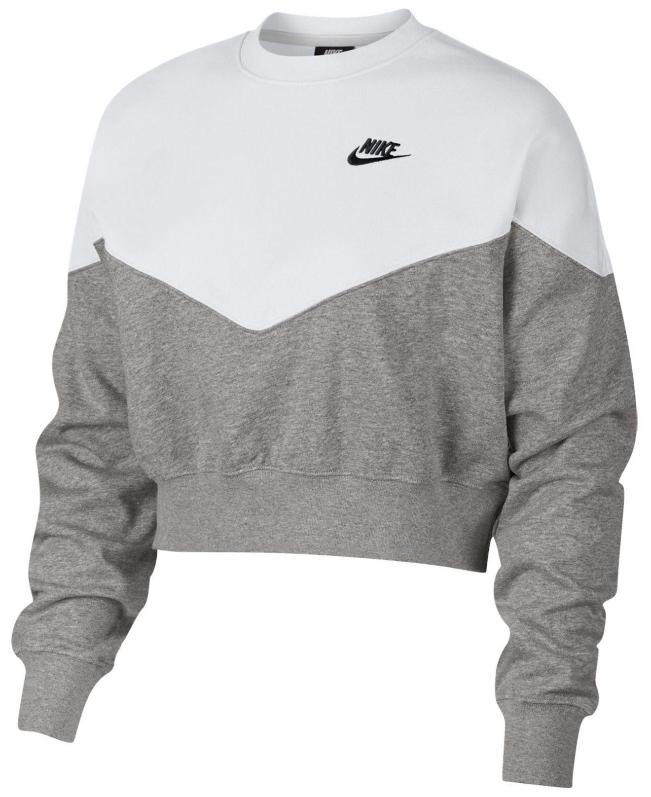 Lyst - Nike Fleece Colorblocked Cropped Sweatshirt in Gray