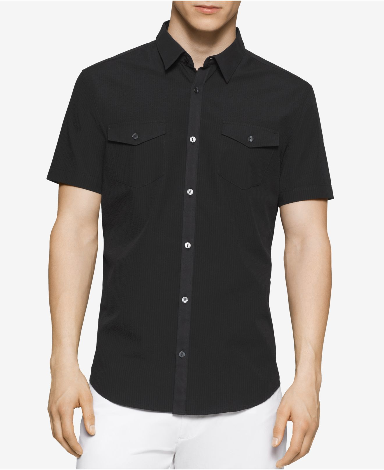 calvin klein short sleeve textured blous