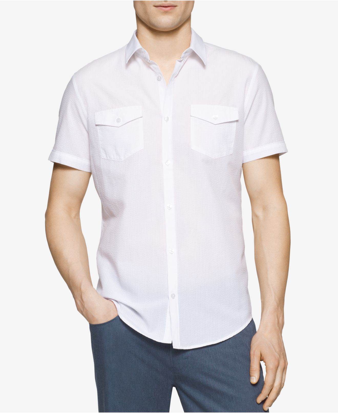 calvin klein short sleeve textured blous