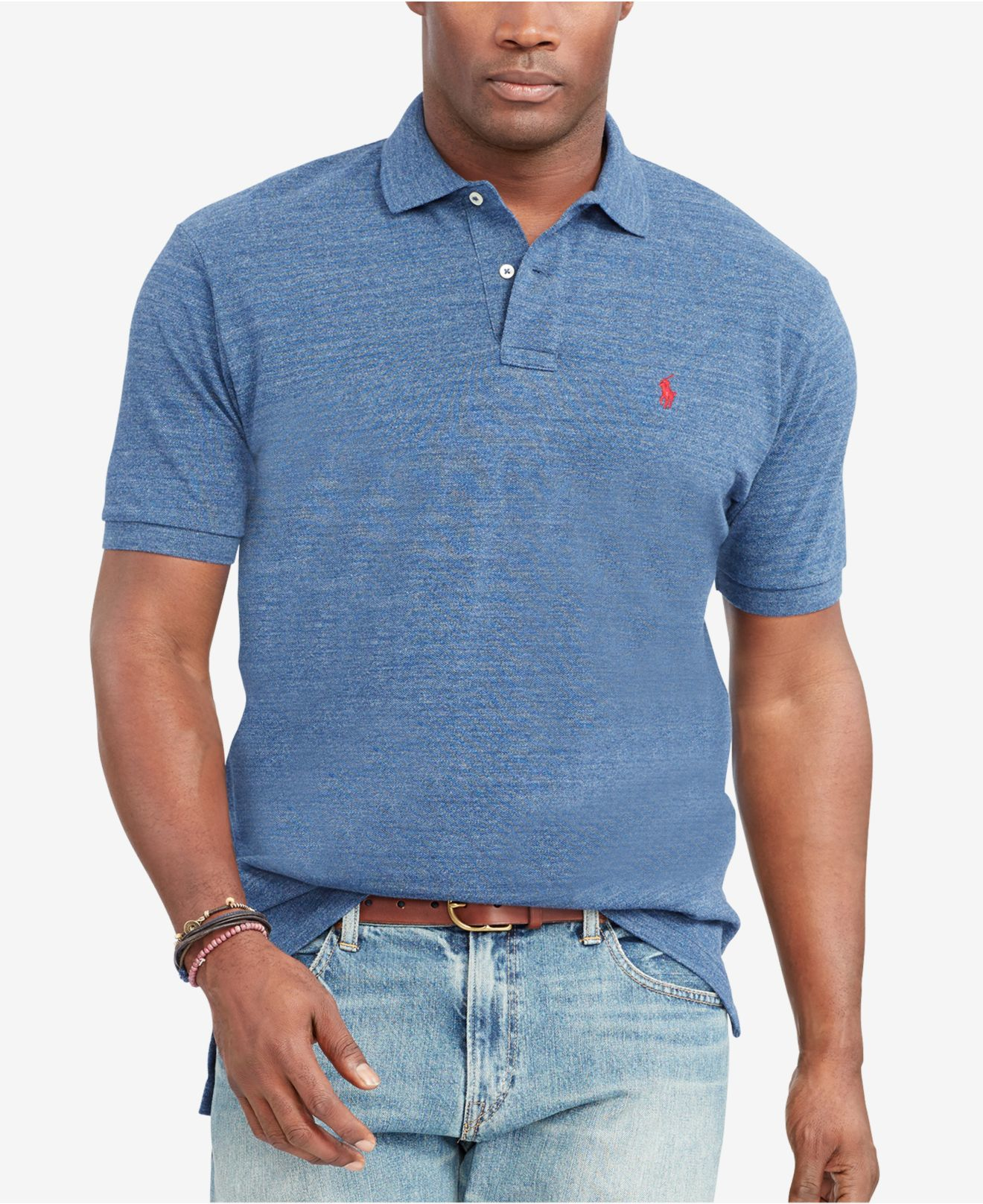 Polo ralph lauren Men's Big & Tall Classic-fit Mesh Polo Shirt in Blue ...