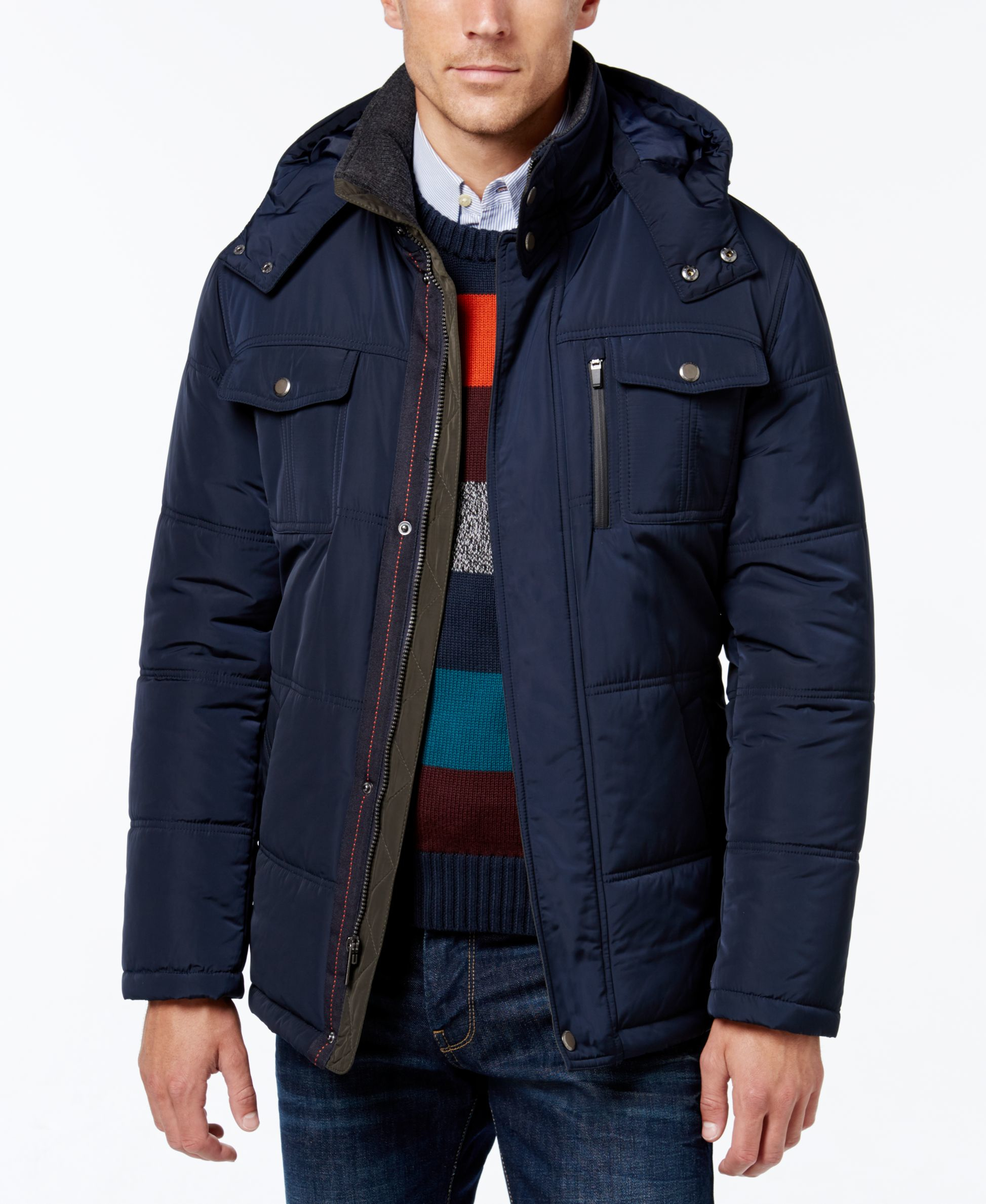 London fog Big & Tall Hooded Puffer Parka in Blue for Men | Lyst