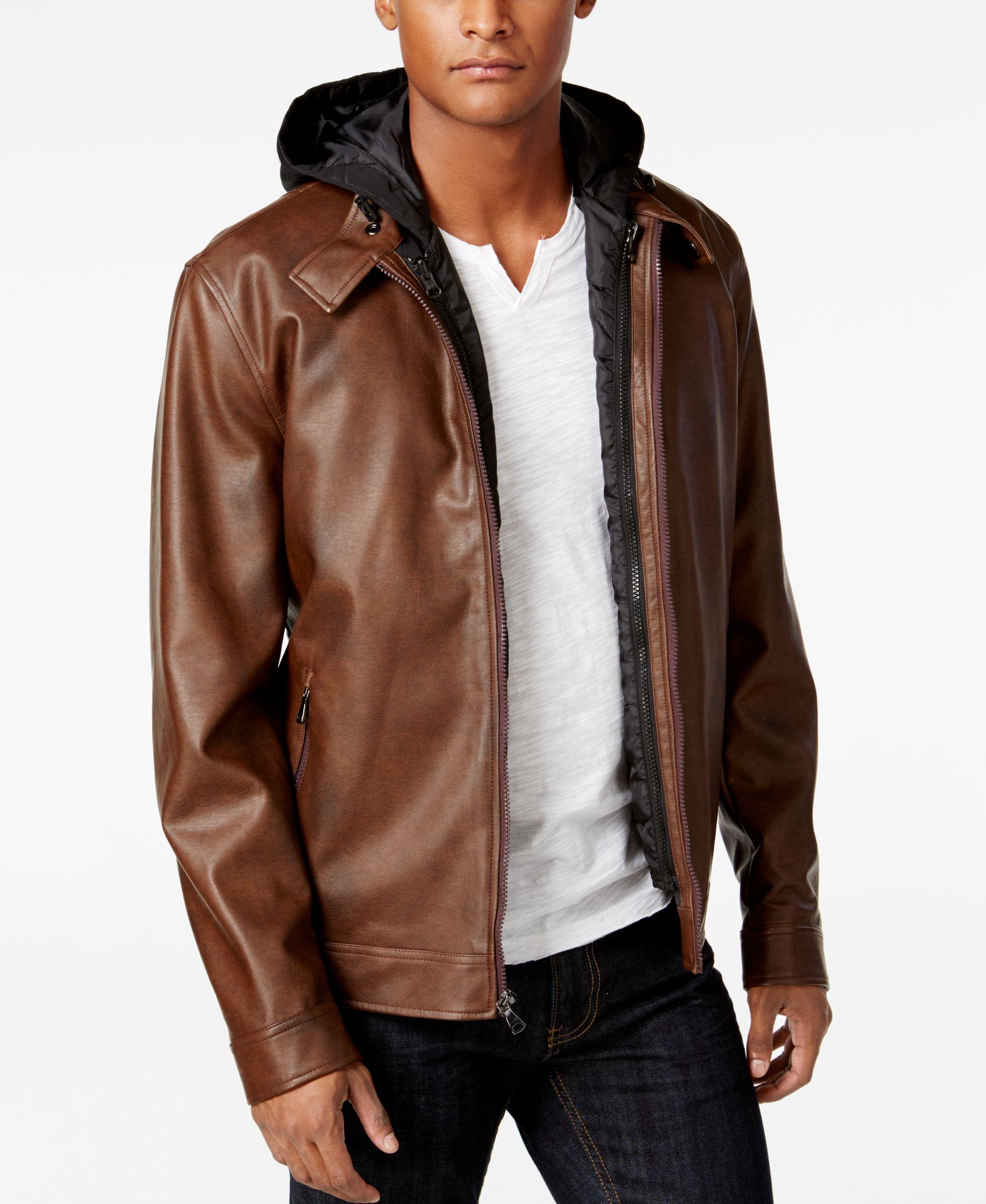 Lyst Inc International Concepts Men S Faux Leather Hooded Bib Gallery