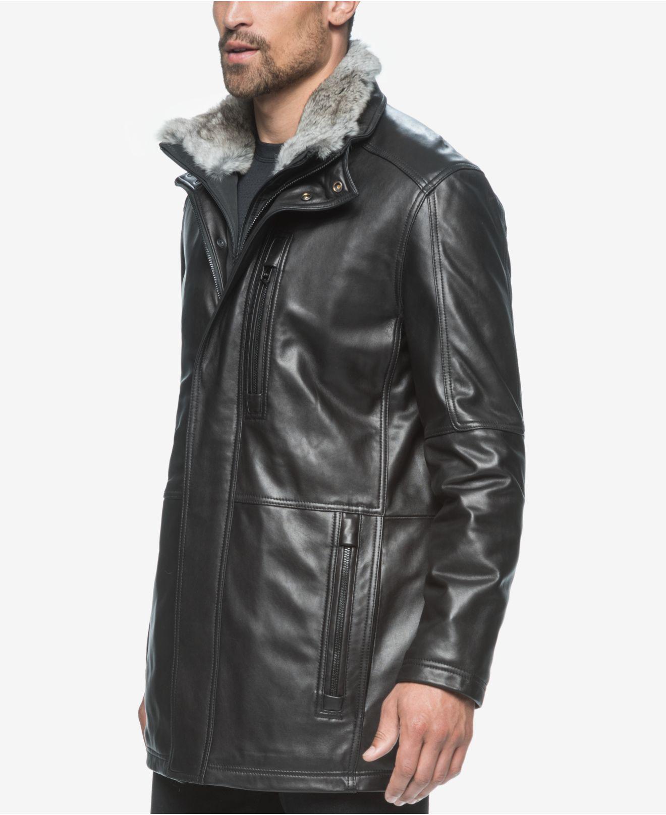 Lyst Marc New York Men S Middlebury Leather Coat With Fur Collar Gallery