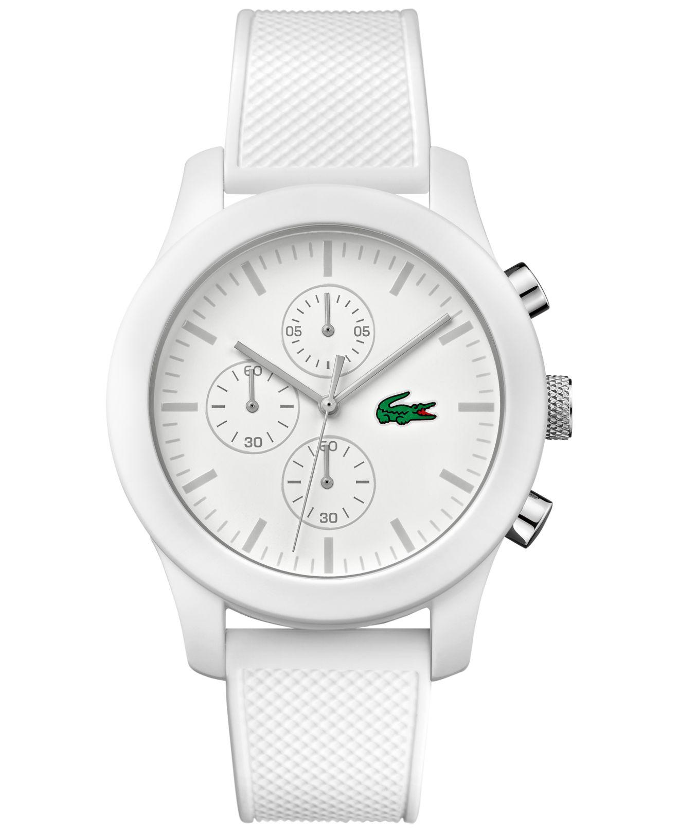 Lacoste. Men's Chronograph 12.12 White Silicone Strap Watch ...