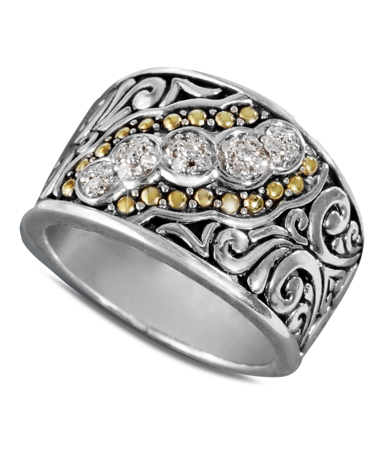 Lyst Effy Collection Diamond Swirl Ring In 18k Gold And Sterling