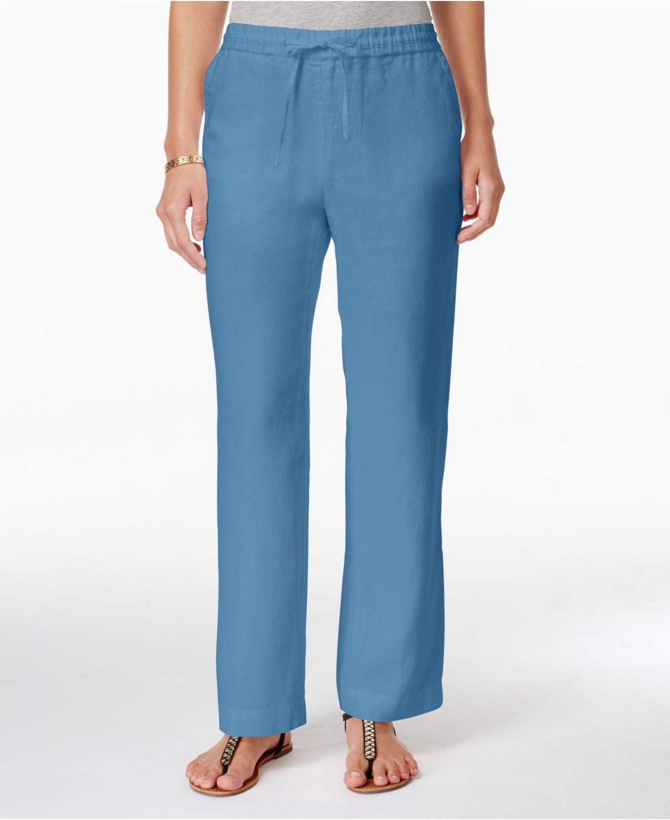 Charter club Linen Pants in Blue Lyst